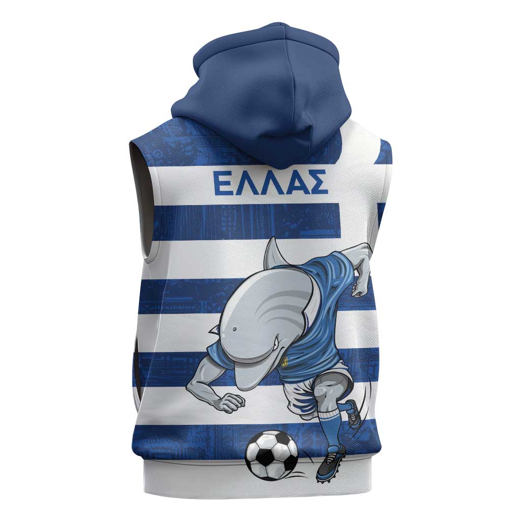 Greece Football Sleeveless Zip Hoodie Dolphin Mascot Grunge Style - Wonder Print Shop