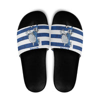 Greece Football Slide Sandals Dolphin Mascot Grunge Style - Wonder Print Shop