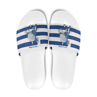 Greece Football Slide Sandals Dolphin Mascot Grunge Style - Wonder Print Shop