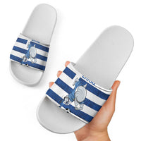 Greece Football Slide Sandals Dolphin Mascot Grunge Style - Wonder Print Shop