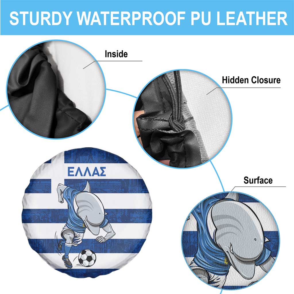 Greece Football Spare Tire Cover Dolphin Mascot Grunge Style - Wonder Print Shop