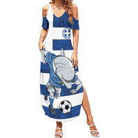 Greece Football Summer Maxi Dress Dolphin Mascot Grunge Style - Wonder Print Shop