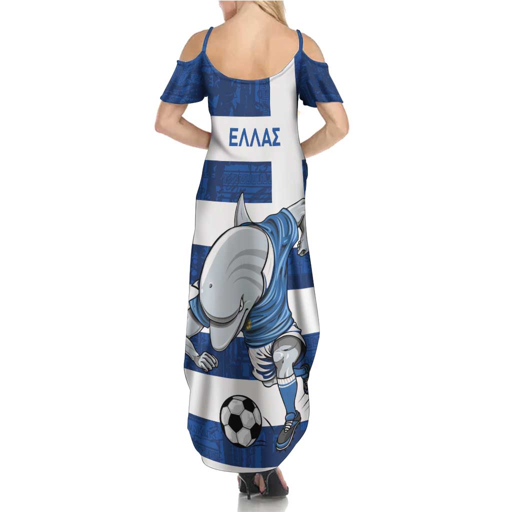 Greece Football Summer Maxi Dress Dolphin Mascot Grunge Style - Wonder Print Shop