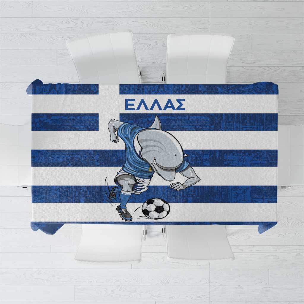Greece Football Tablecloth Dolphin Mascot Grunge Style - Wonder Print Shop