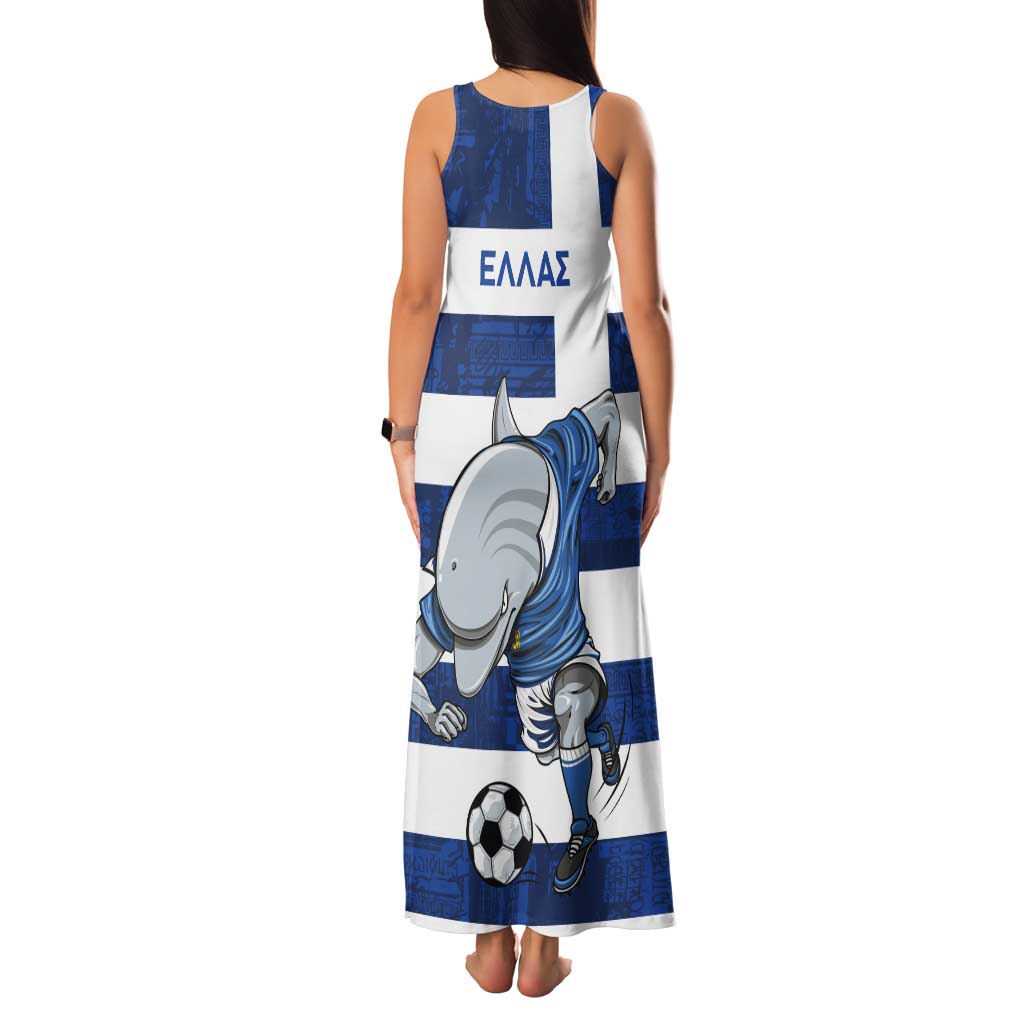 Greece Football Tank Maxi Dress Dolphin Mascot Grunge Style - Wonder Print Shop