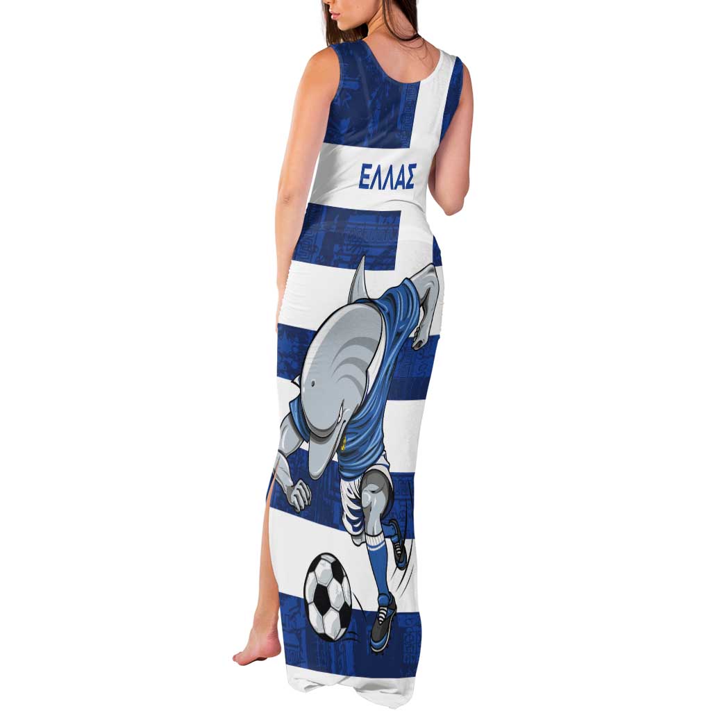 Greece Football Tank Maxi Dress Dolphin Mascot Grunge Style - Wonder Print Shop