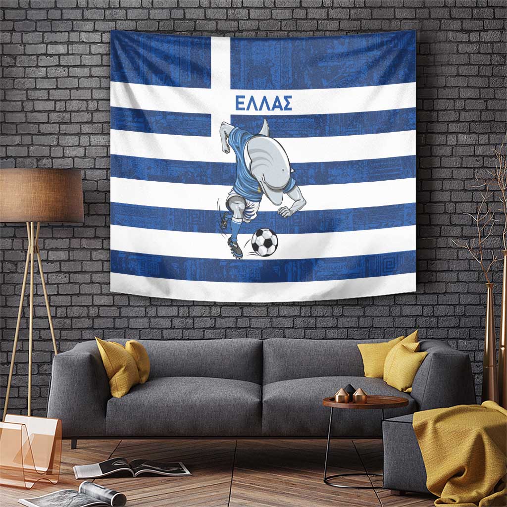 Greece Football Tapestry Dolphin Mascot Grunge Style - Wonder Print Shop