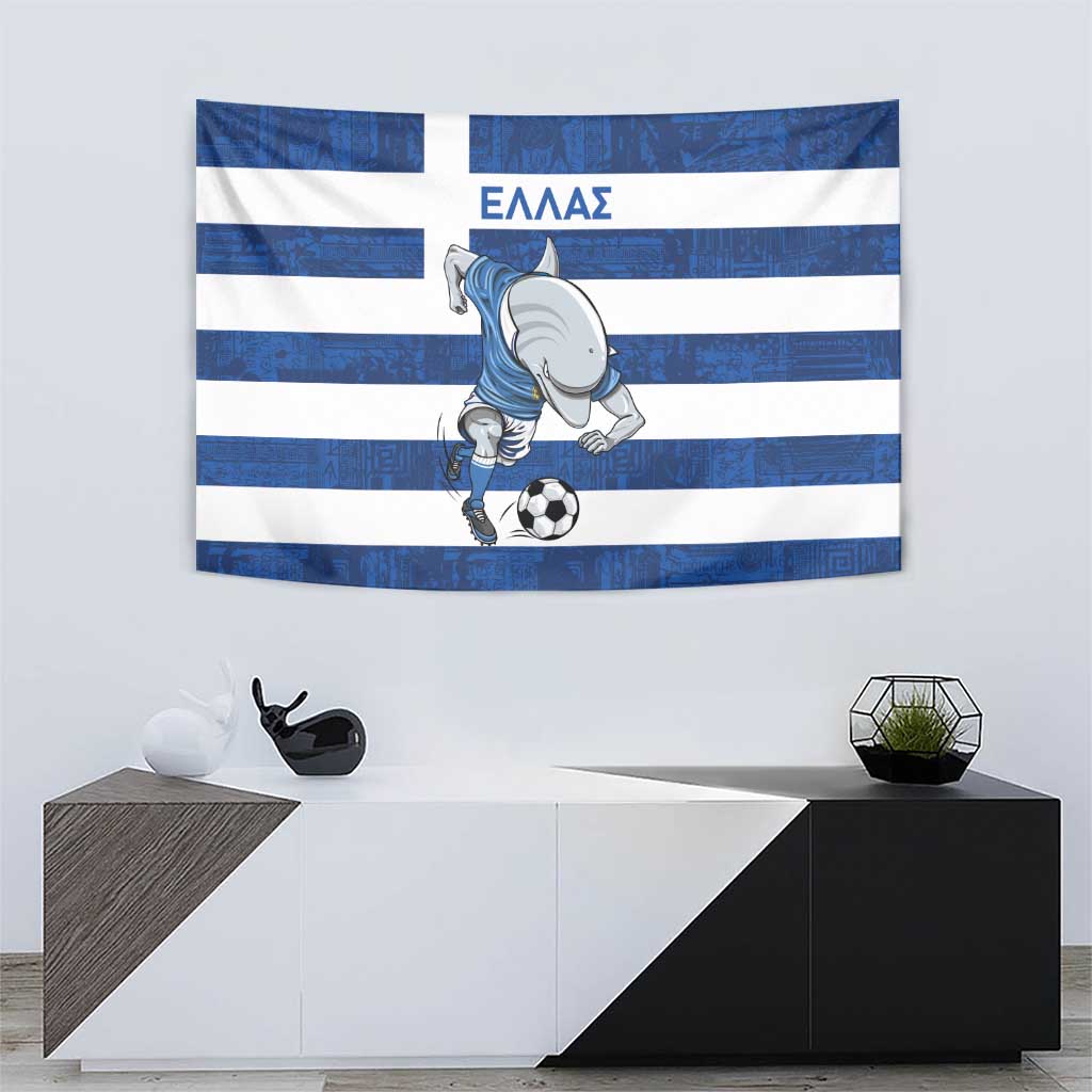 Greece Football Tapestry Dolphin Mascot Grunge Style - Wonder Print Shop