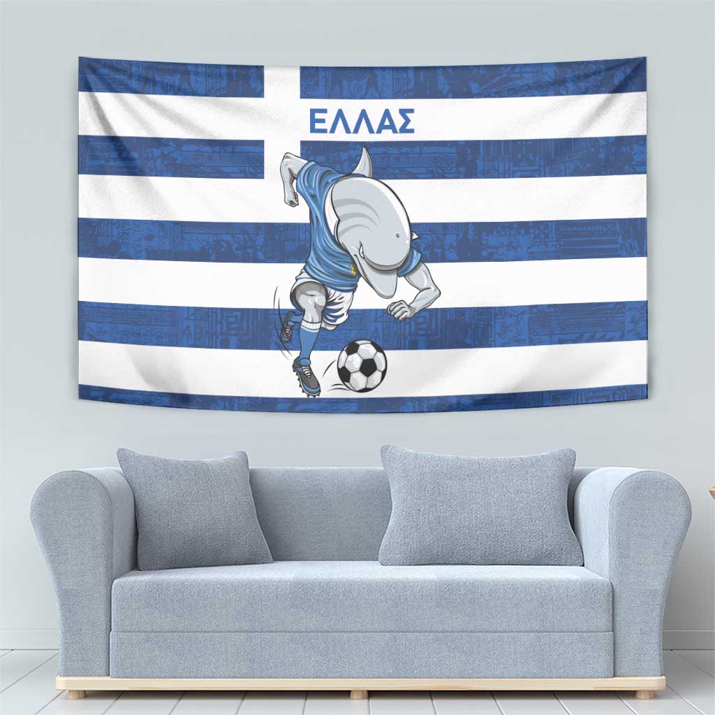 Greece Football Tapestry Dolphin Mascot Grunge Style - Wonder Print Shop