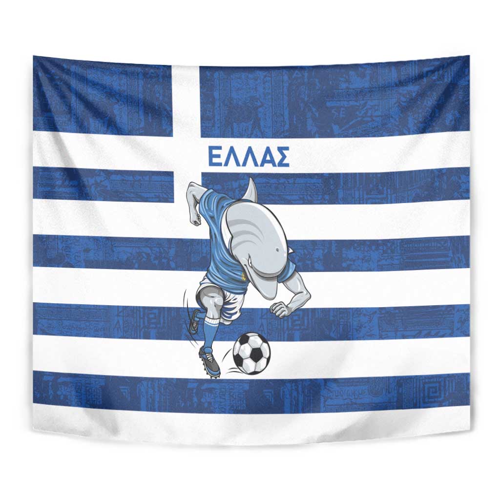Greece Football Tapestry Dolphin Mascot Grunge Style - Wonder Print Shop