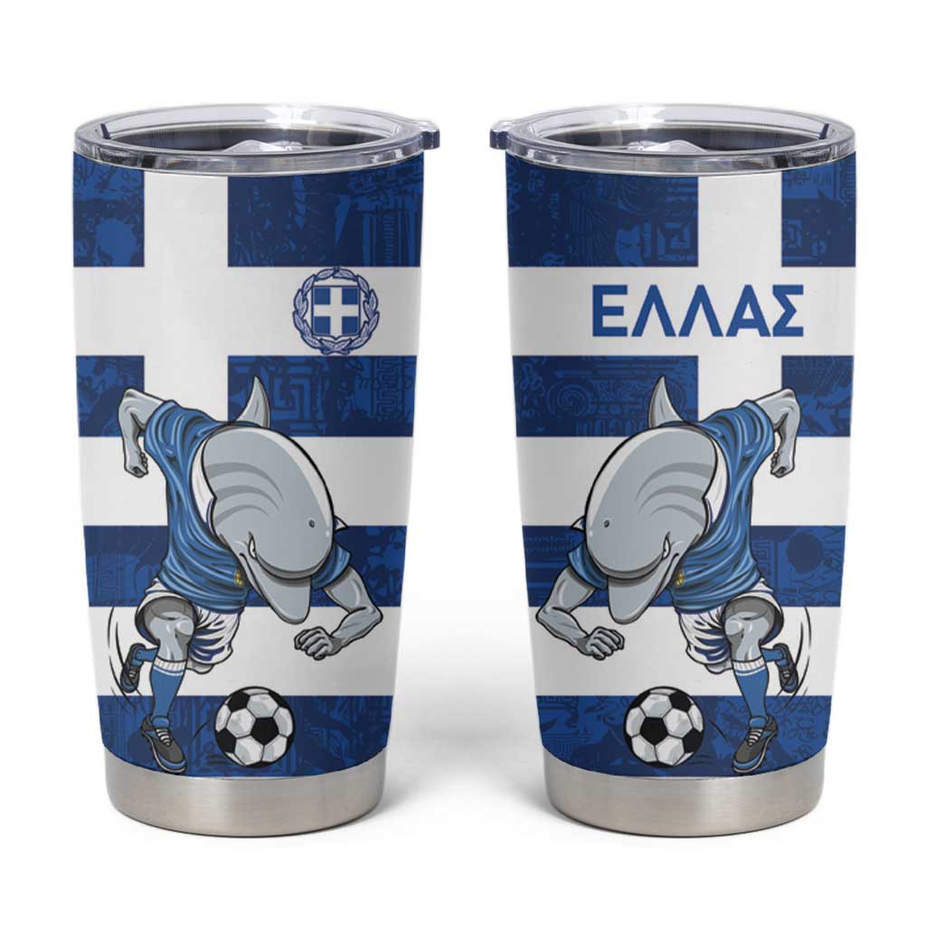 Greece Football Tumbler Cup Dolphin Mascot Grunge Style - Wonder Print Shop
