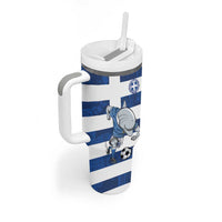 Greece Football Tumbler With Handle Dolphin Mascot Grunge Style - Wonder Print Shop