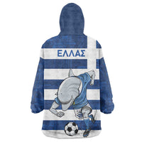 Greece Football Wearable Blanket Hoodie Dolphin Mascot Grunge Style - Wonder Print Shop