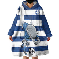 Greece Football Wearable Blanket Hoodie Dolphin Mascot Grunge Style - Wonder Print Shop