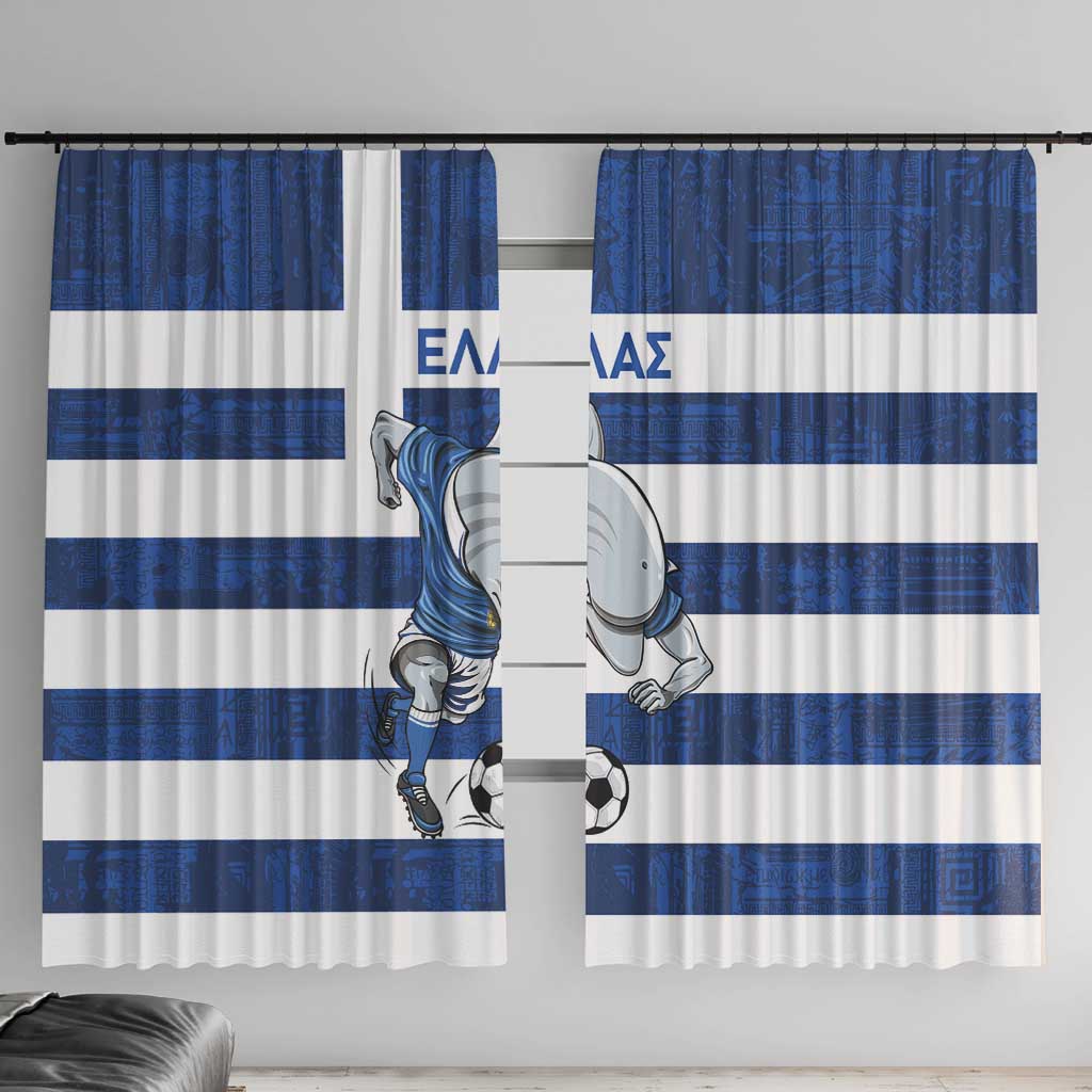 Greece Football Window Curtain Dolphin Mascot Grunge Style - Wonder Print Shop