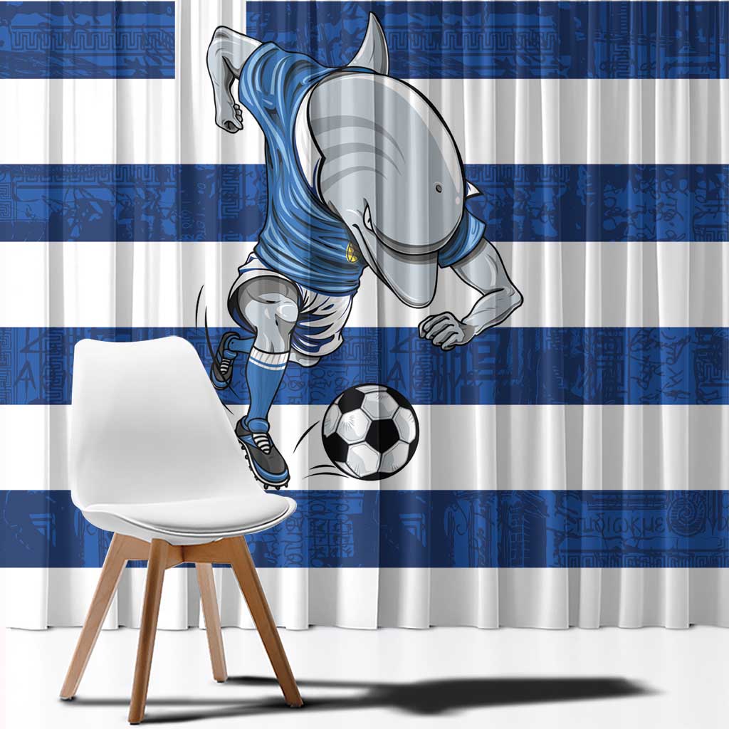 Greece Football Window Curtain Dolphin Mascot Grunge Style - Wonder Print Shop