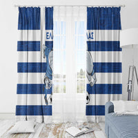 Greece Football Window Curtain Dolphin Mascot Grunge Style - Wonder Print Shop