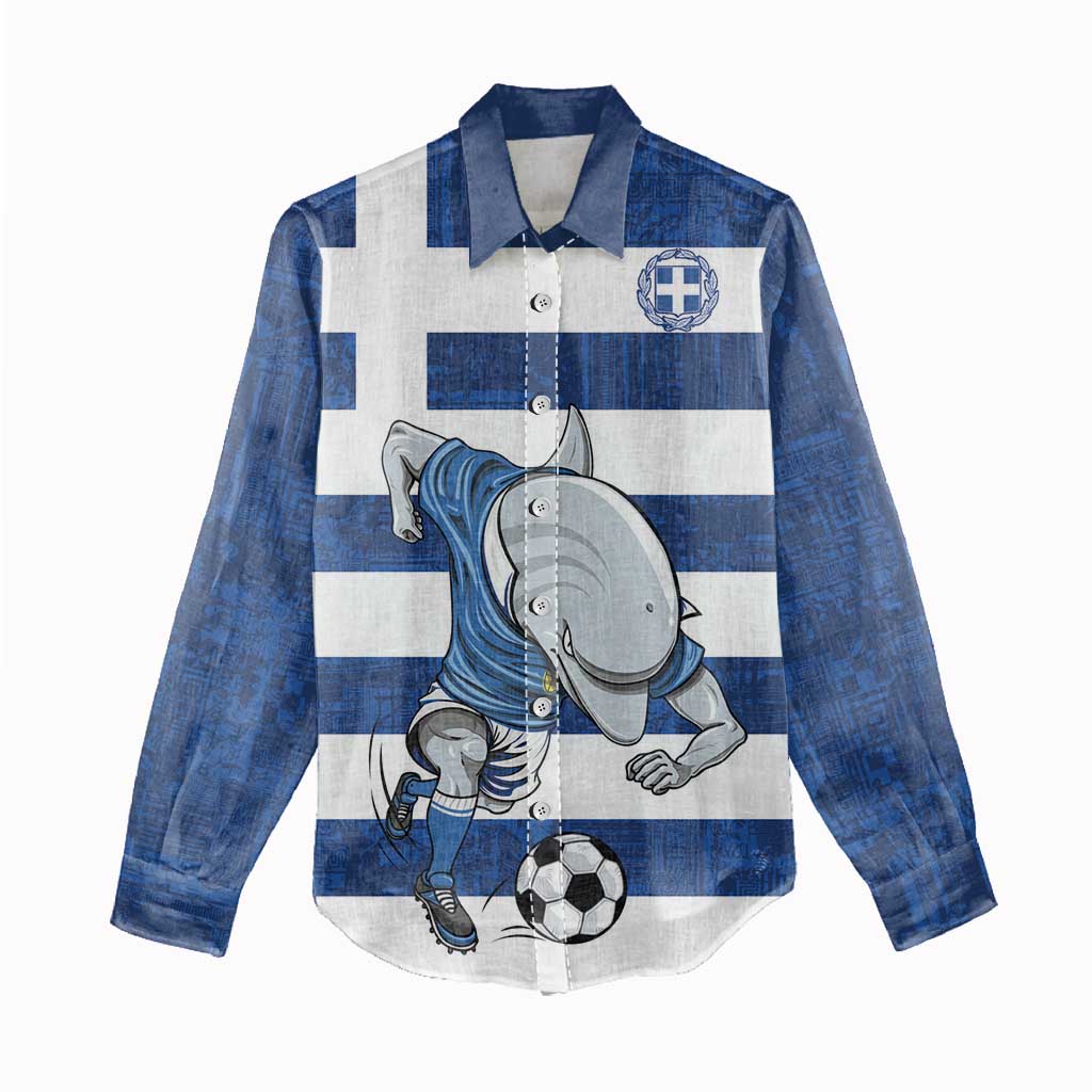 Greece Football Women Casual Shirt Dolphin Mascot Grunge Style - Wonder Print Shop