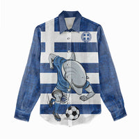 Greece Football Women Casual Shirt Dolphin Mascot Grunge Style - Wonder Print Shop