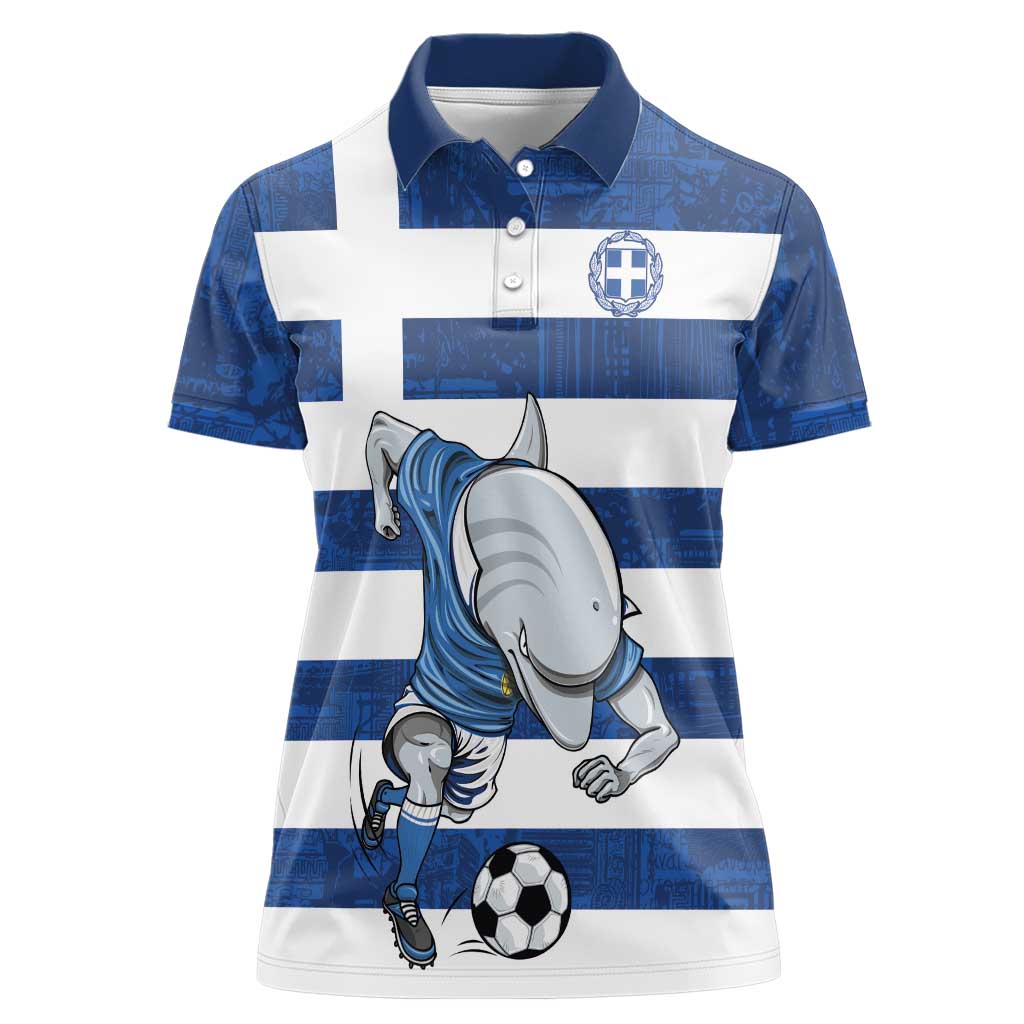 Greece Football Women Polo Shirt Dolphin Mascot Grunge Style - Wonder Print Shop