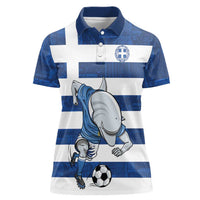 Greece Football Women Polo Shirt Dolphin Mascot Grunge Style - Wonder Print Shop
