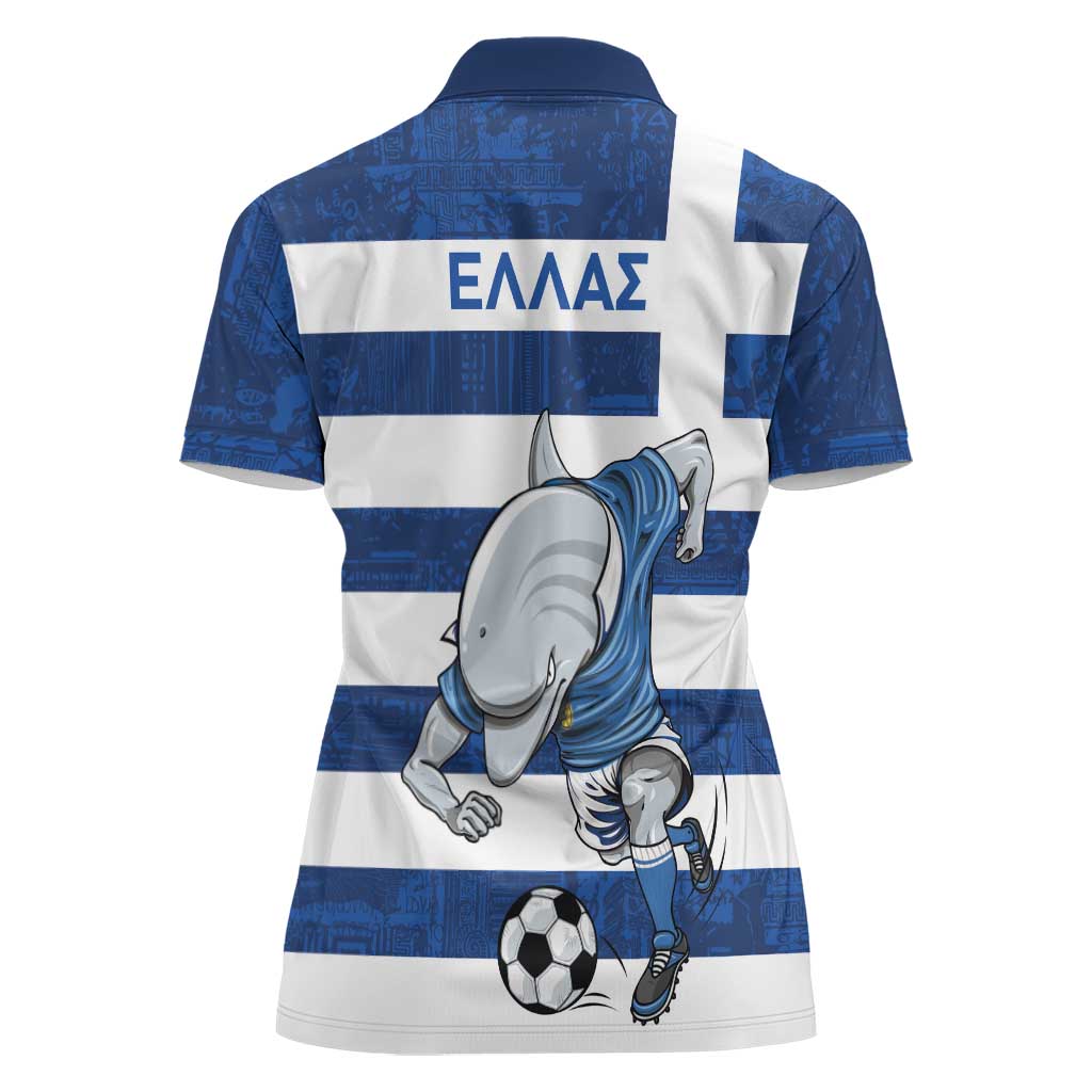 Greece Football Women Polo Shirt Dolphin Mascot Grunge Style - Wonder Print Shop