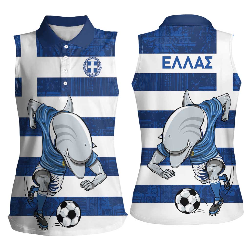 Greece Football Women Sleeveless Polo Shirt Dolphin Mascot Grunge Style - Wonder Print Shop