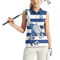 Greece Football Women Sleeveless Polo Shirt Dolphin Mascot Grunge Style - Wonder Print Shop
