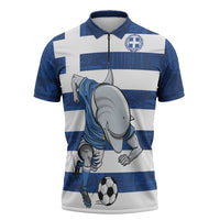 Greece Football Zipper Polo Shirt Dolphin Mascot Grunge Style - Wonder Print Shop