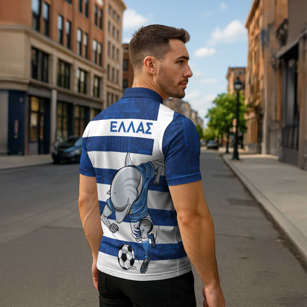 Greece Football Zipper Polo Shirt Dolphin Mascot Grunge Style - Wonder Print Shop