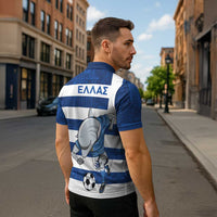 Greece Football Zipper Polo Shirt Dolphin Mascot Grunge Style - Wonder Print Shop