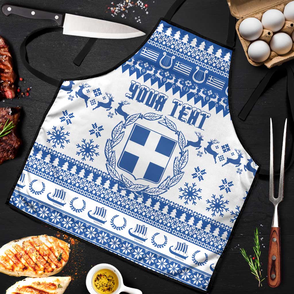 Personalized Christmas Greece Coat Of Arms Apron Hellas Kala Christougena - Wonder Print Shop