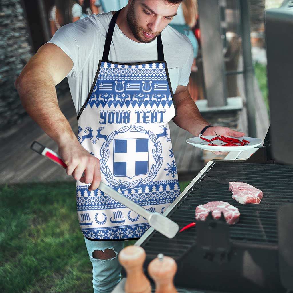 Personalized Christmas Greece Coat Of Arms Apron Hellas Kala Christougena - Wonder Print Shop