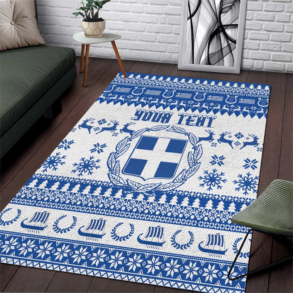 Personalized Christmas Greece Coat Of Arms Area Rug Hellas Kala Christougena - Wonder Print Shop