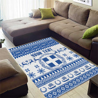 Personalized Christmas Greece Coat Of Arms Area Rug Hellas Kala Christougena - Wonder Print Shop