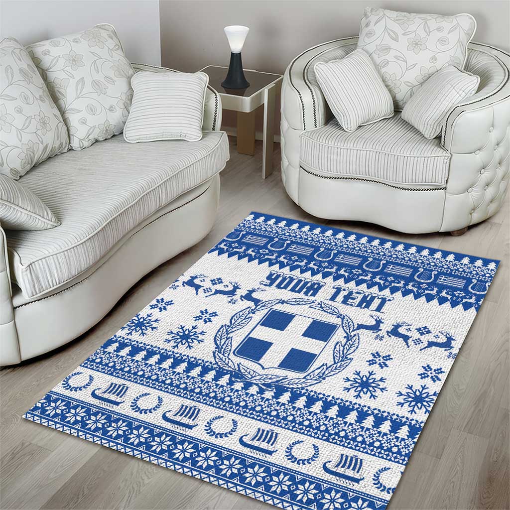 Personalized Christmas Greece Coat Of Arms Area Rug Hellas Kala Christougena - Wonder Print Shop