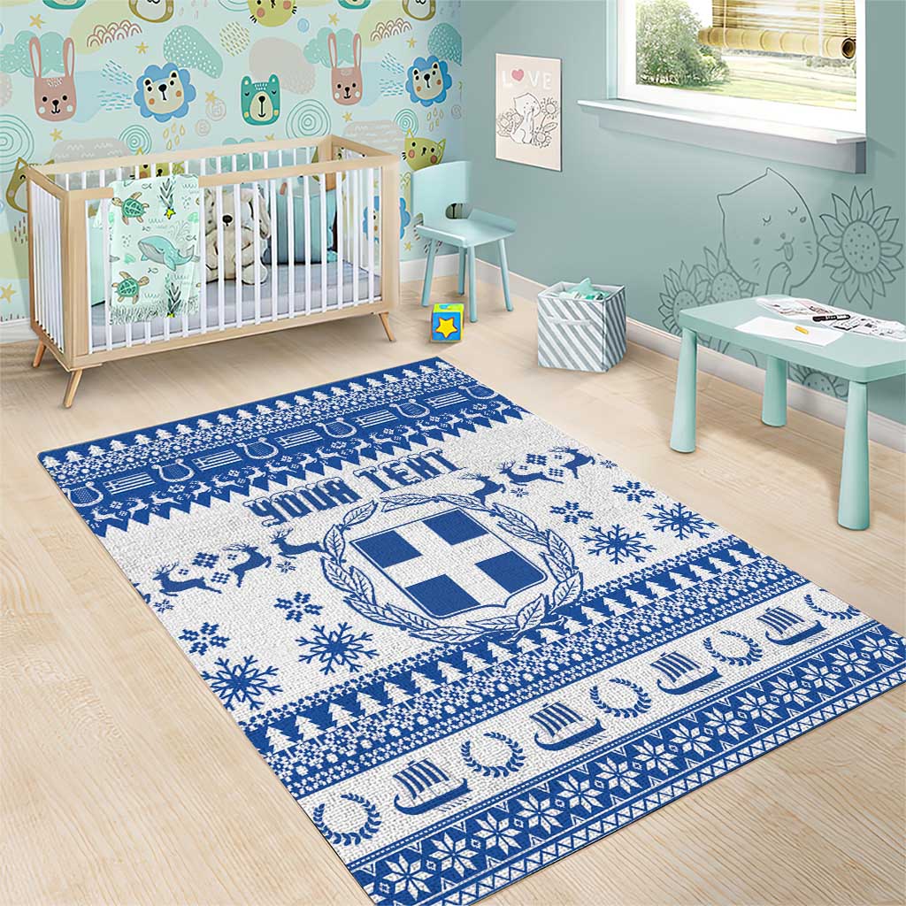 Personalized Christmas Greece Coat Of Arms Area Rug Hellas Kala Christougena - Wonder Print Shop