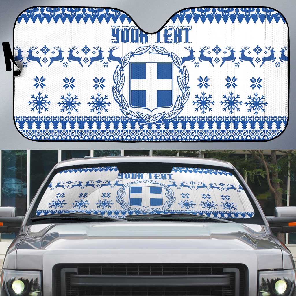 Personalized Christmas Greece Coat Of Arms Auto Sun Shade Hellas Kala Christougena - Wonder Print Shop