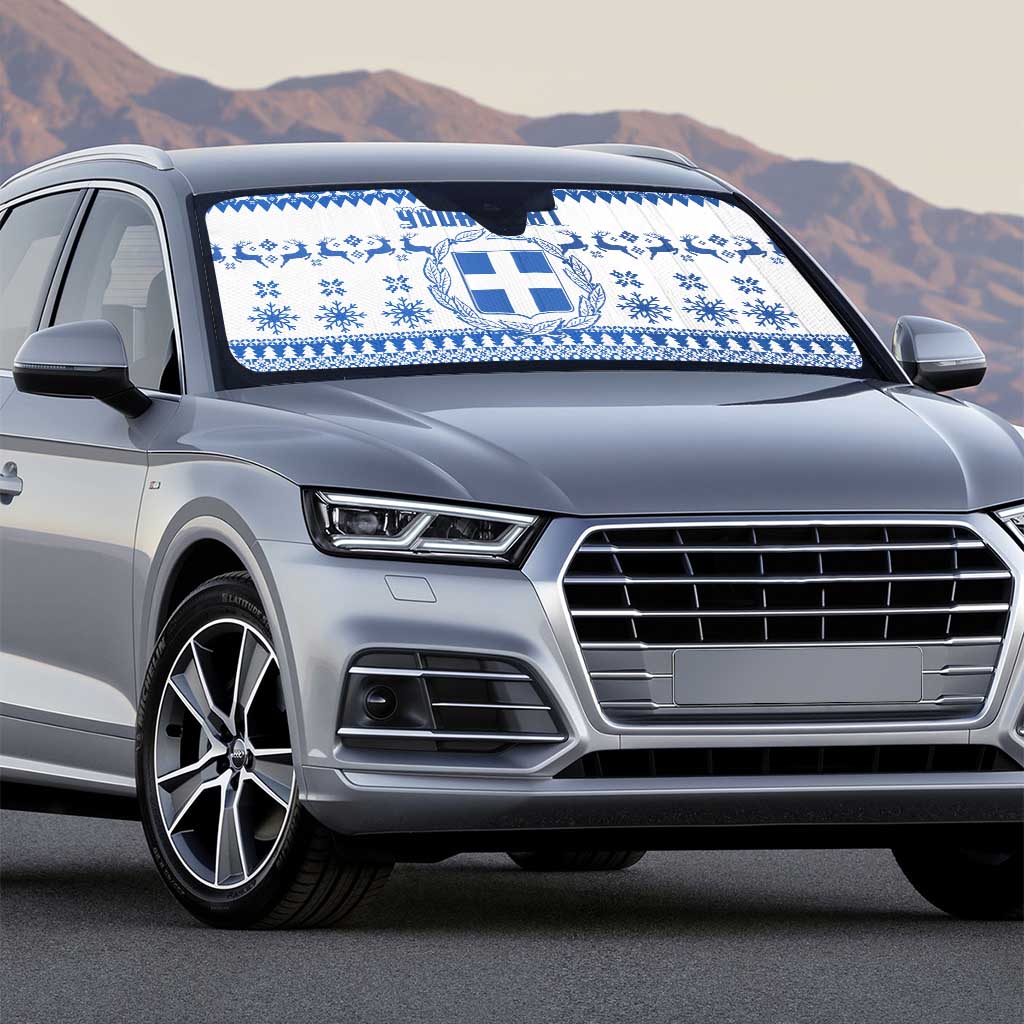 Personalized Christmas Greece Coat Of Arms Auto Sun Shade Hellas Kala Christougena - Wonder Print Shop