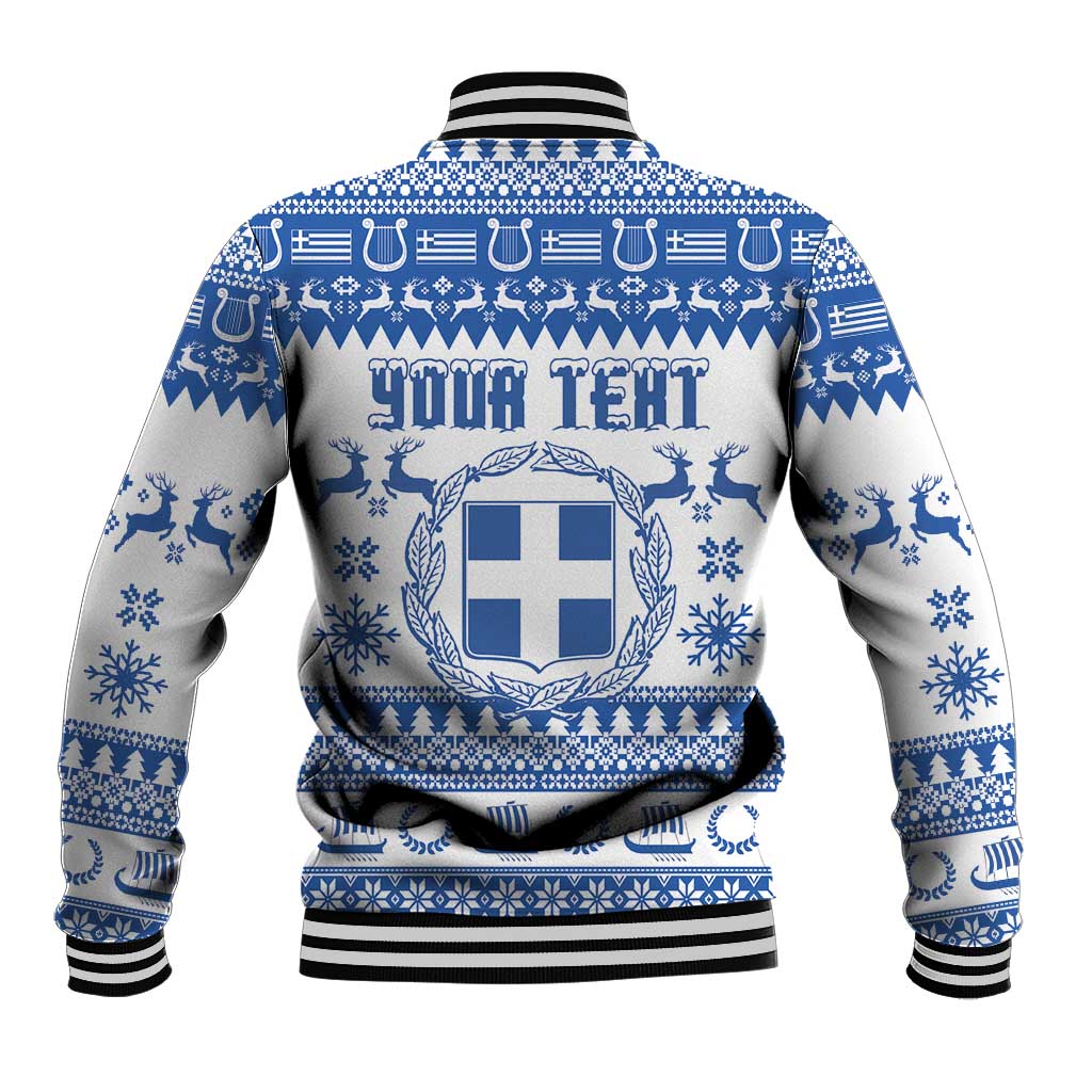 Personalized Christmas Greece Coat Of Arms Baseball Jacket Hellas Kala Christougena - Wonder Print Shop