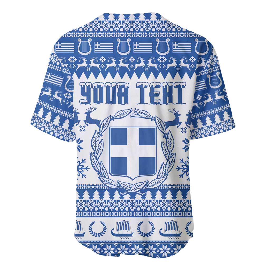 Personalized Christmas Greece Coat Of Arms Baseball Jersey Hellas Kala Christougena - Wonder Print Shop