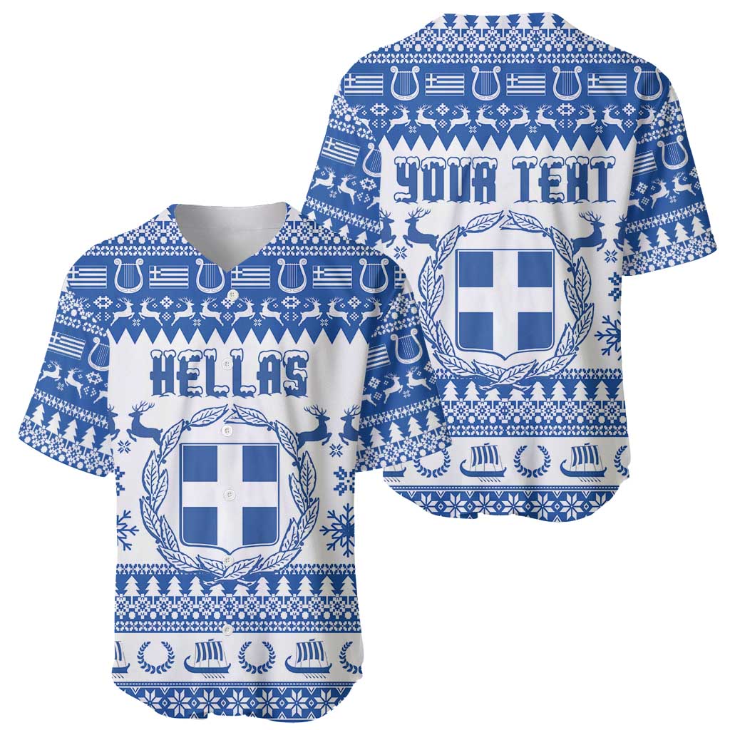 Personalized Christmas Greece Coat Of Arms Baseball Jersey Hellas Kala Christougena - Wonder Print Shop