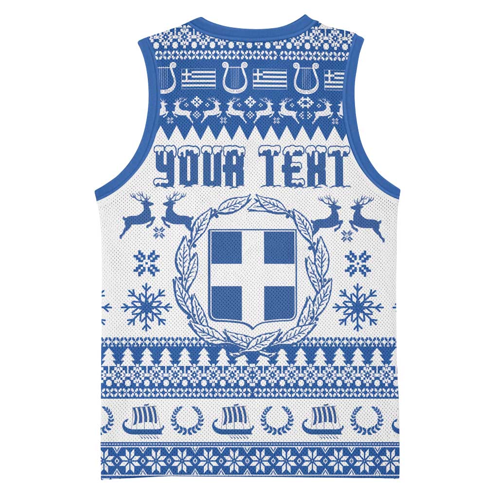 Personalized Christmas Greece Coat Of Arms Basketball Jersey Hellas Kala Christougena - Wonder Print Shop
