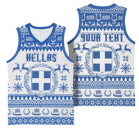 Personalized Christmas Greece Coat Of Arms Basketball Jersey Hellas Kala Christougena - Wonder Print Shop