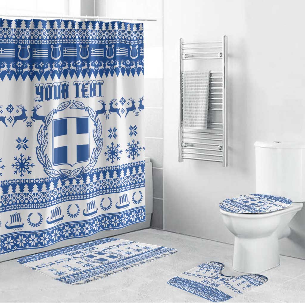 Personalized Christmas Greece Coat Of Arms Bathroom Set Hellas Kala Christougena - Wonder Print Shop