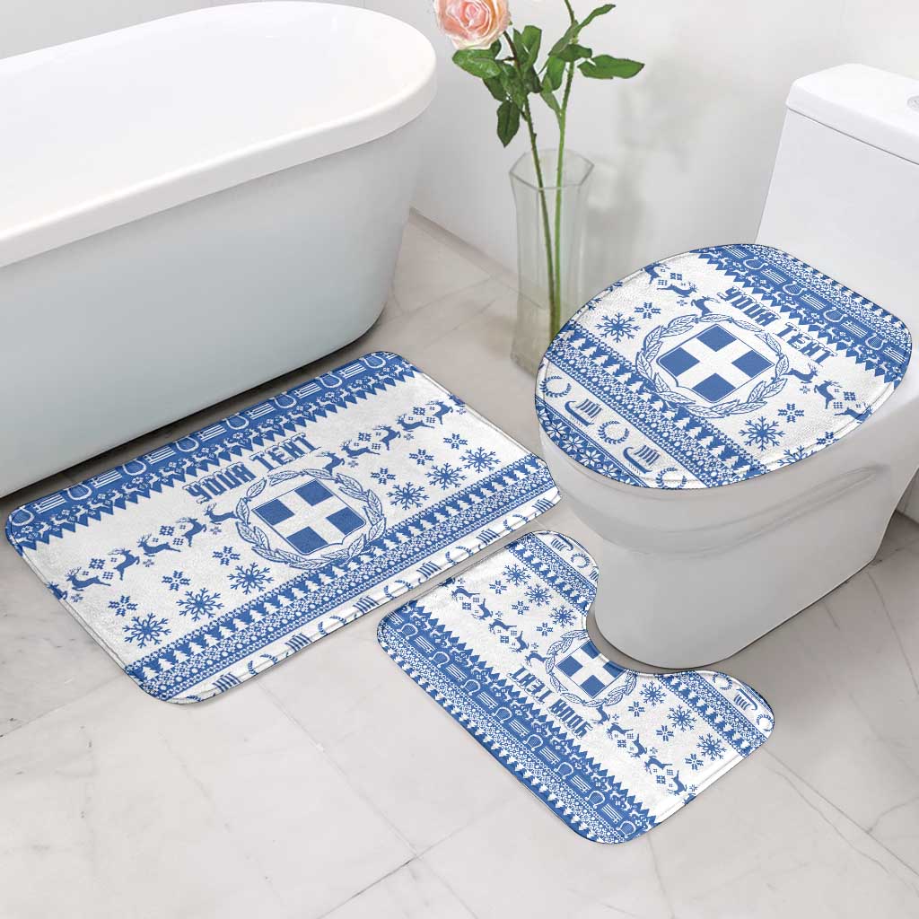 Personalized Christmas Greece Coat Of Arms Bathroom Set Hellas Kala Christougena - Wonder Print Shop