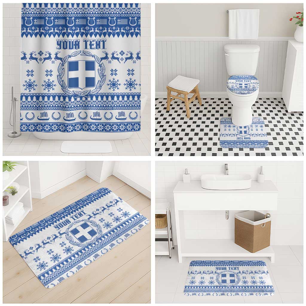 Personalized Christmas Greece Coat Of Arms Bathroom Set Hellas Kala Christougena - Wonder Print Shop