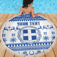 Personalized Christmas Greece Coat Of Arms Beach Blanket Hellas Kala Christougena - Wonder Print Shop