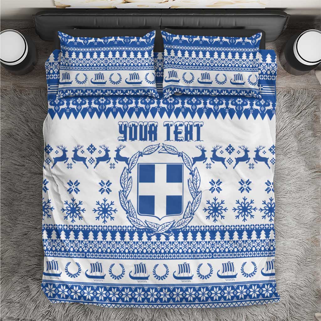 Personalized Christmas Greece Coat Of Arms Bedding Set Hellas Kala Christougena - Wonder Print Shop