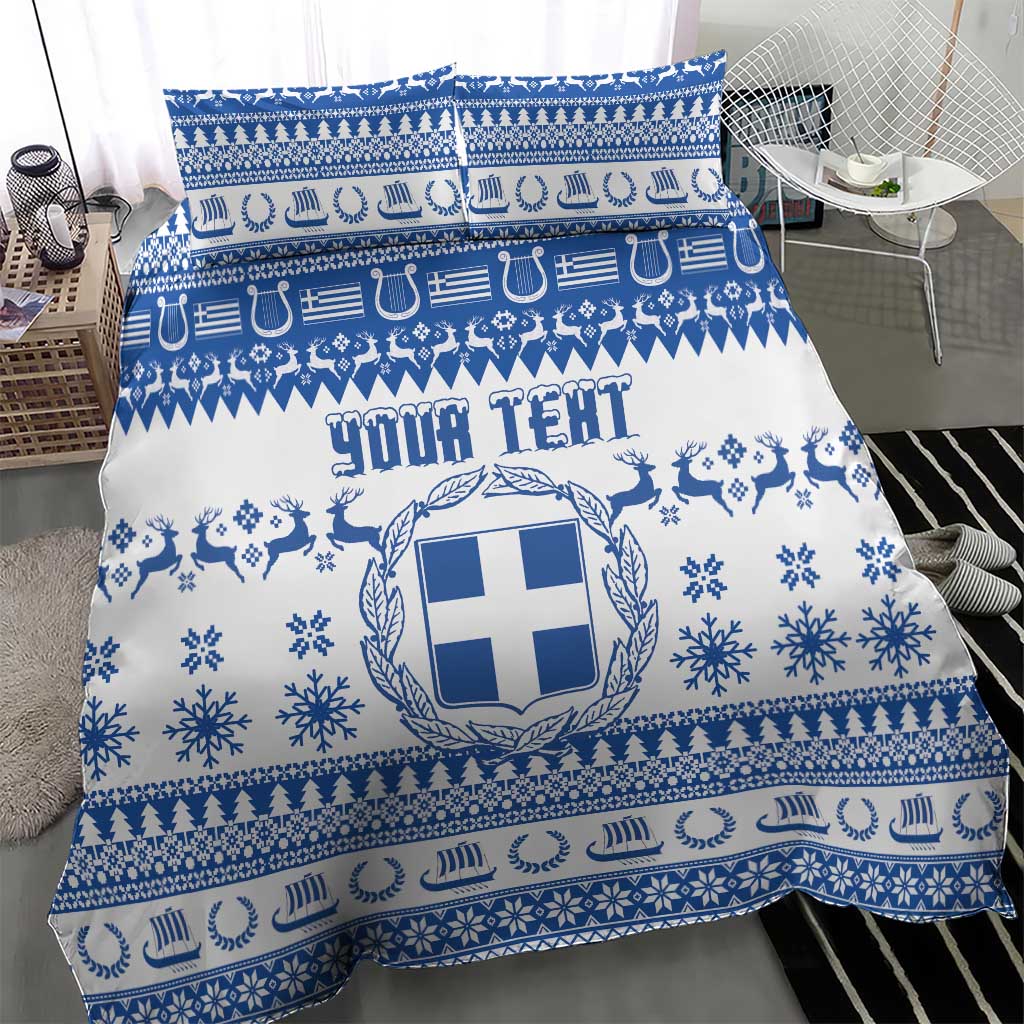 Personalized Christmas Greece Coat Of Arms Bedding Set Hellas Kala Christougena - Wonder Print Shop
